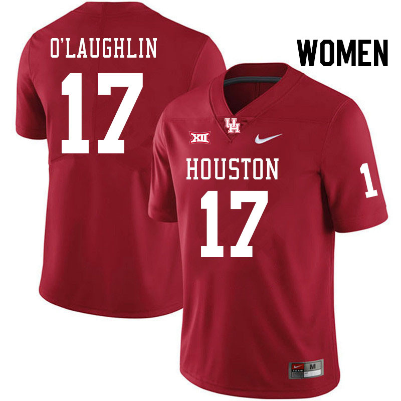 Women #17 Mike O'Laughlin Houston Cougars Big 12 XII College Football Jerseys Stitched-Red - Click Image to Close